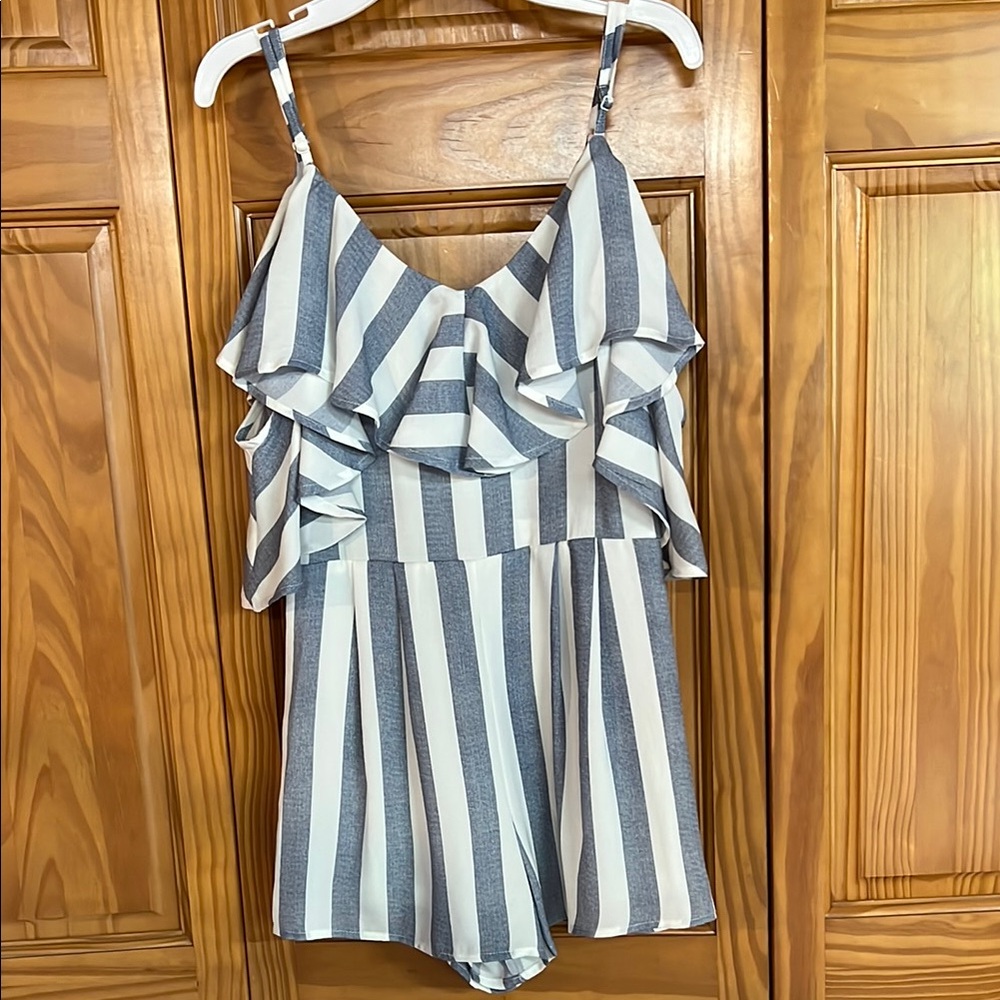 Striped Blue and White Romper